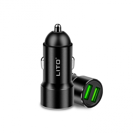 LITOのアルミ合金車の充電器、小型2.4A二重USB車の充電器のアダプター 