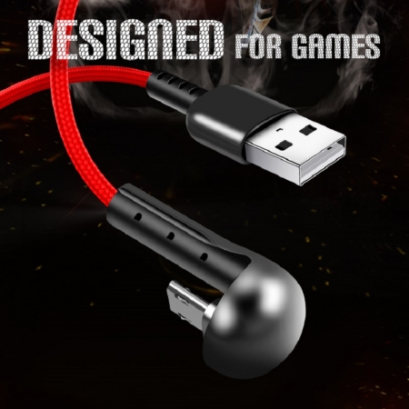 高品質の耐破壊エルボ充電ライン編組ナイロン素材高速USBゲーム充電器ケーブル 