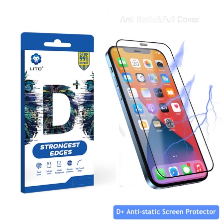 卸売りLITO D + iPhone用帯電防止防塵フル接着剤強化ガラススクリーンプロテクター
 