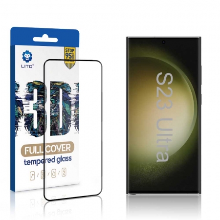 Samsung Galaxy S23 Ultra用のLito 3D Full Glue Fingerprintロック解除スクリーンプロテクター 