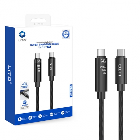 LITO LD32CC 240W USB-C to USB-C 急速充電ケーブル（TFTリアルタイム電力表示付き） 