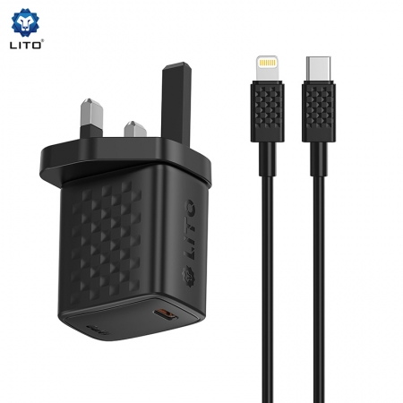 LITO LC14 GaN 20W PD急速充電器（USB-Cポート搭載・英国プラグ） 