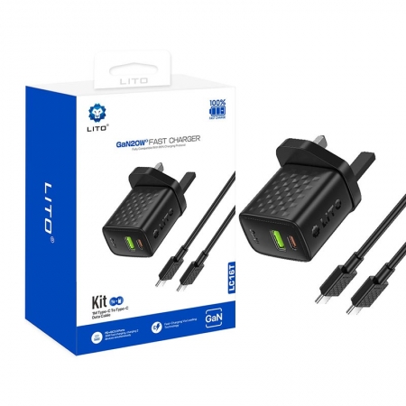 LITO LC16 GaN 20W 急速充電器 (USB-C & USB-A対応) 