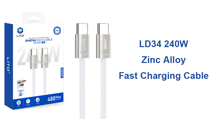 LITO LD34 240W 急速充電ケーブルでノートパソコン、タブレット、スマートフォンを充電