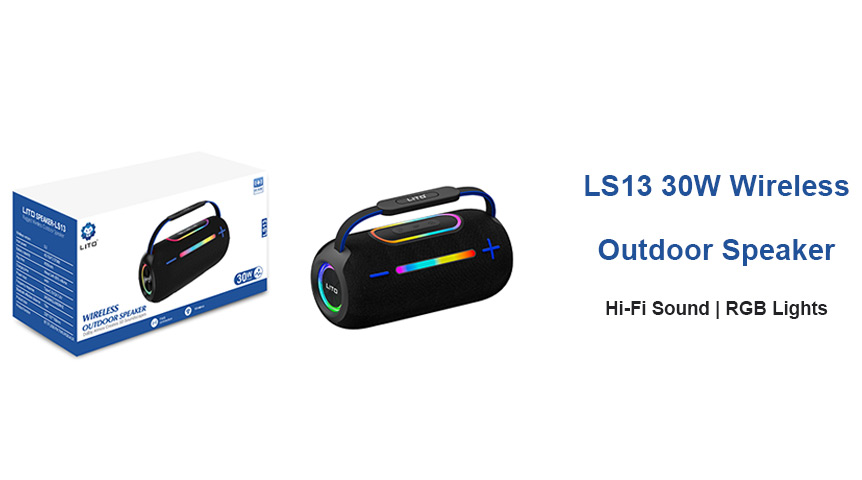 LITO LS13 30W ワイヤレス屋外スピーカー（RGBライトと重低音搭載）